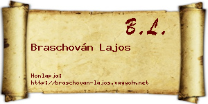 Braschován Lajos névjegykártya